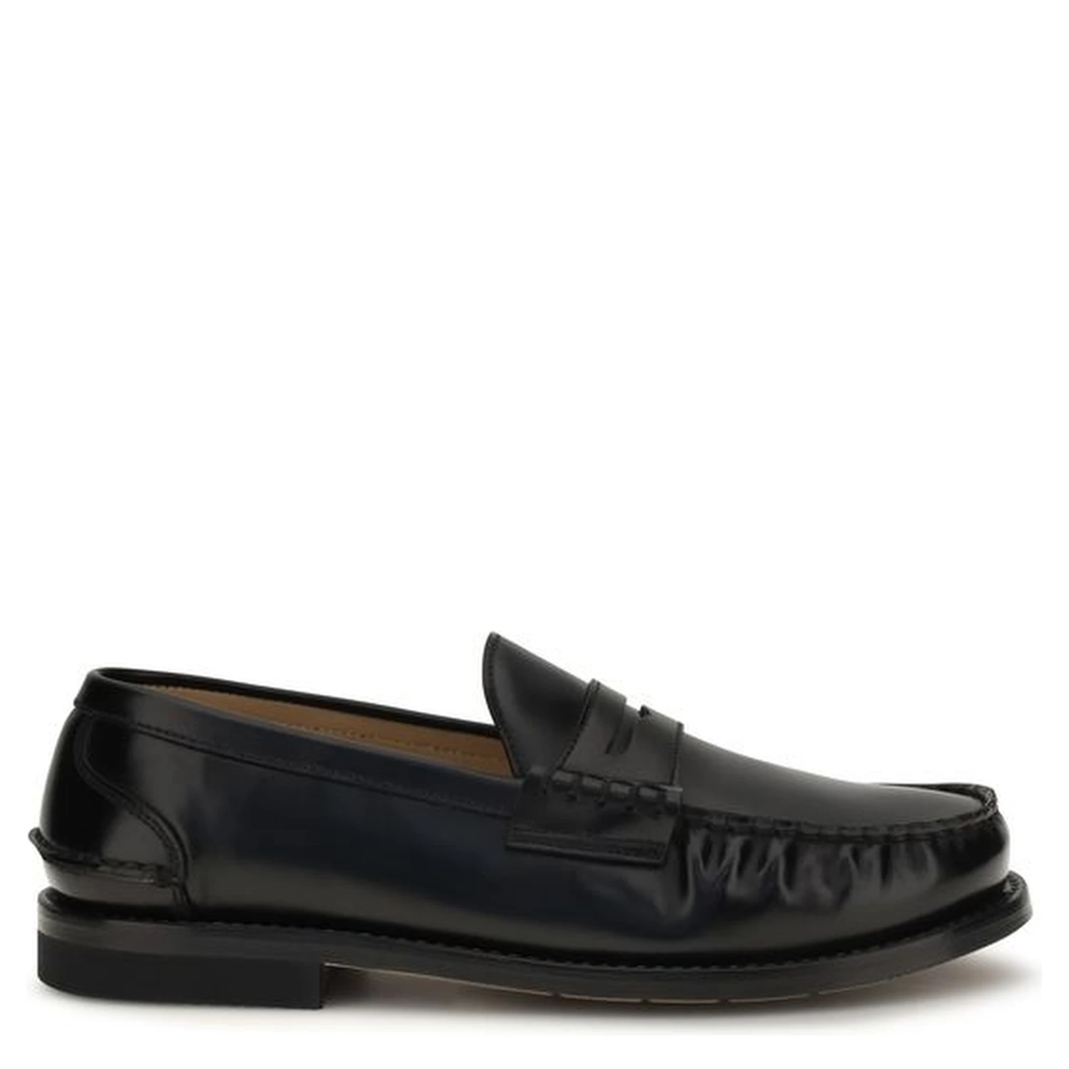 Black Calf Leather Bos Taurus Slip-On Loafers