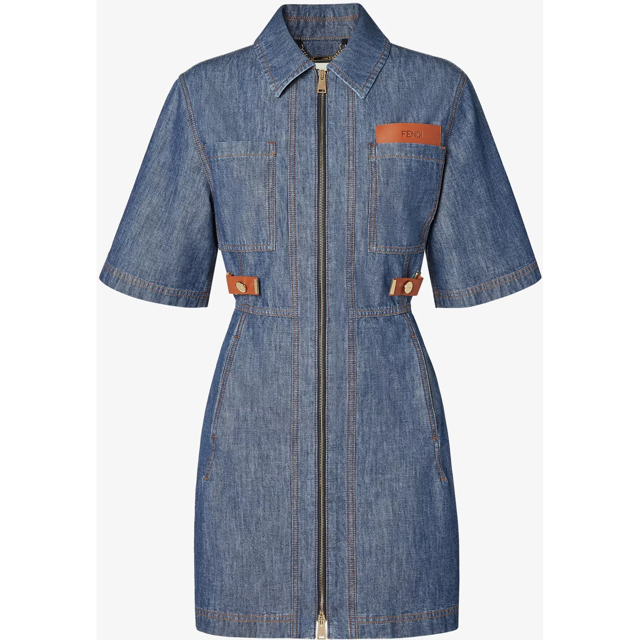 Zippered dress in chambray denim