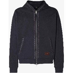 Zippered cotton hoodie
