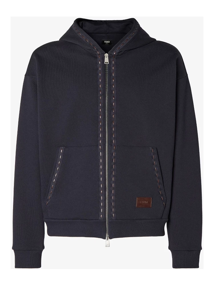 Zippered cotton hoodie