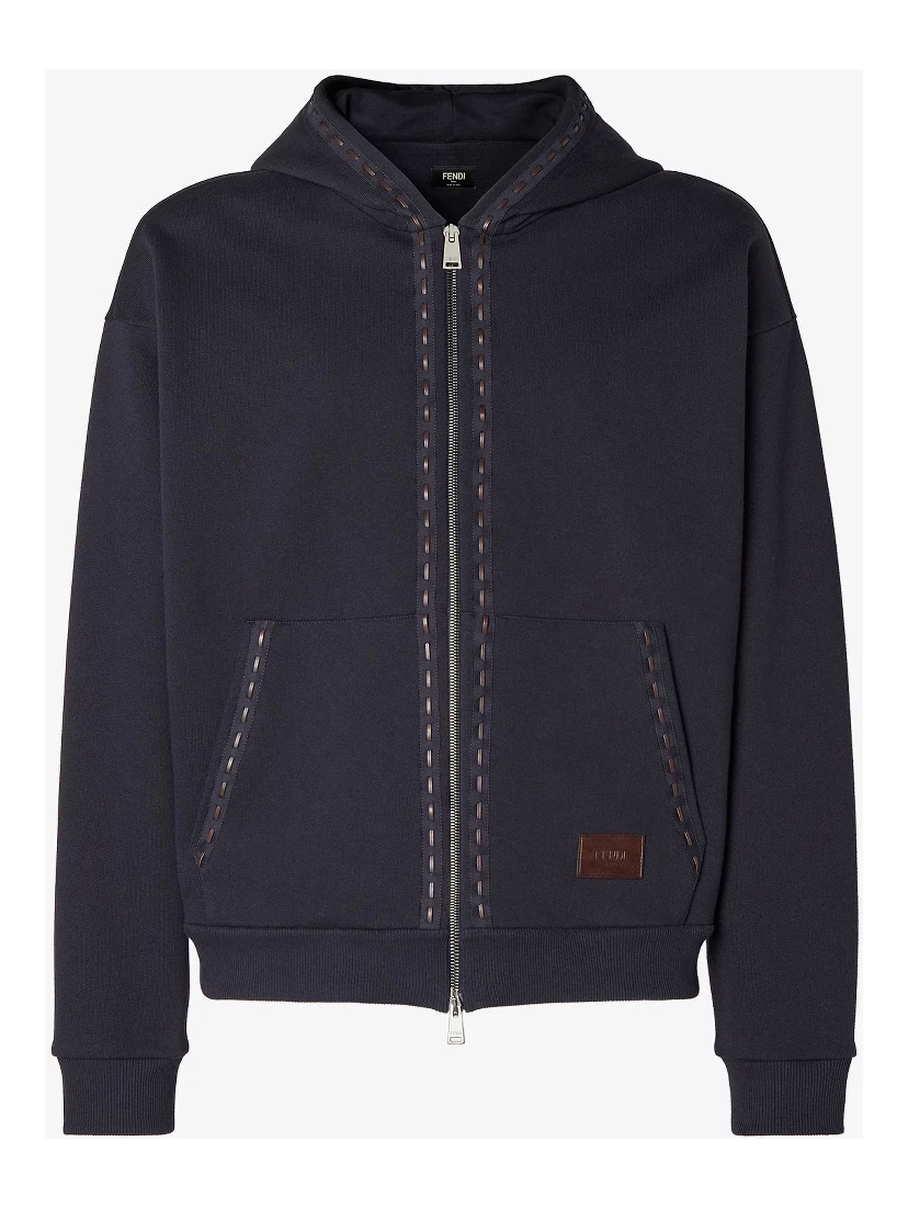 Zippered cotton hoodie