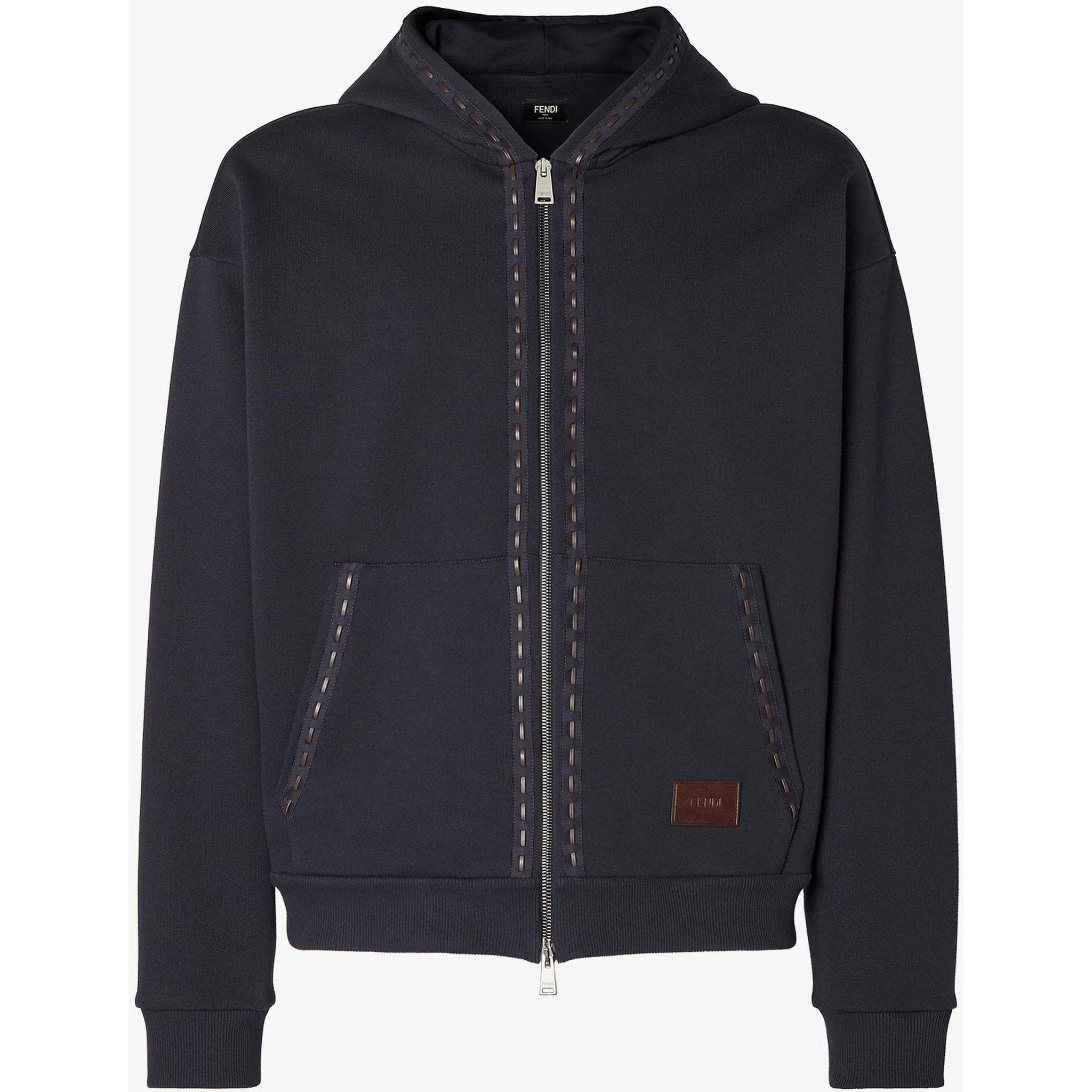 Zippered cotton hoodie