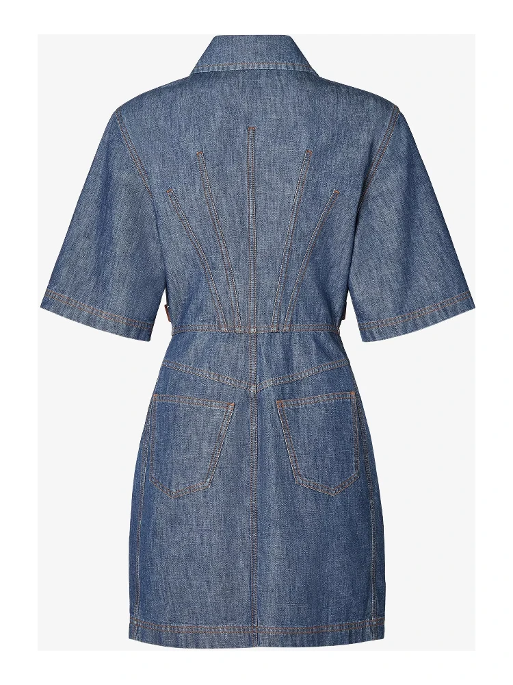 Zippered dress in chambray denim alternative