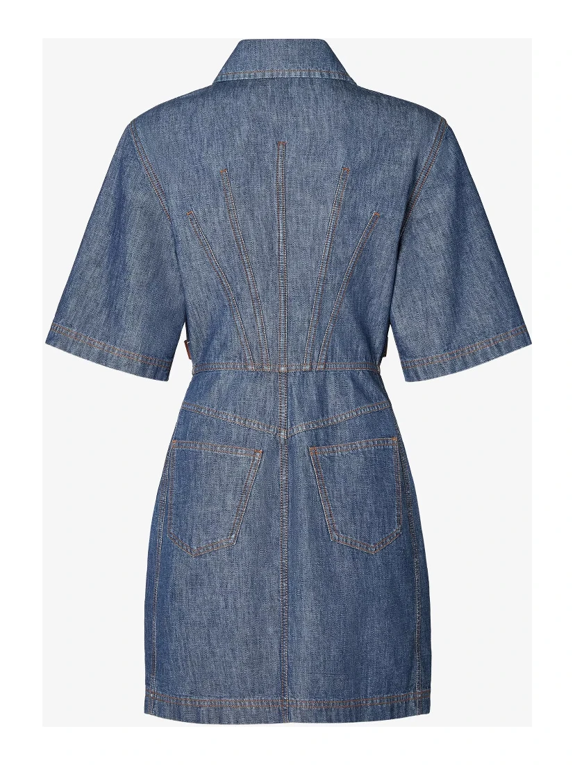 Zippered dress in chambray denim