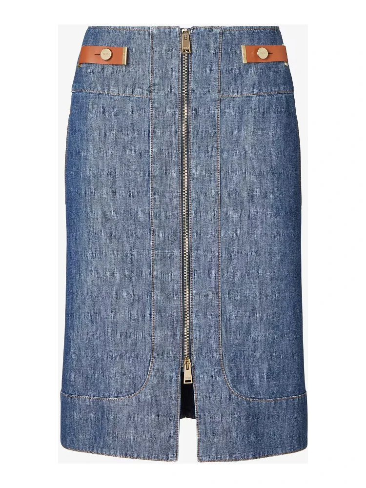 Zippered skirt in chambray