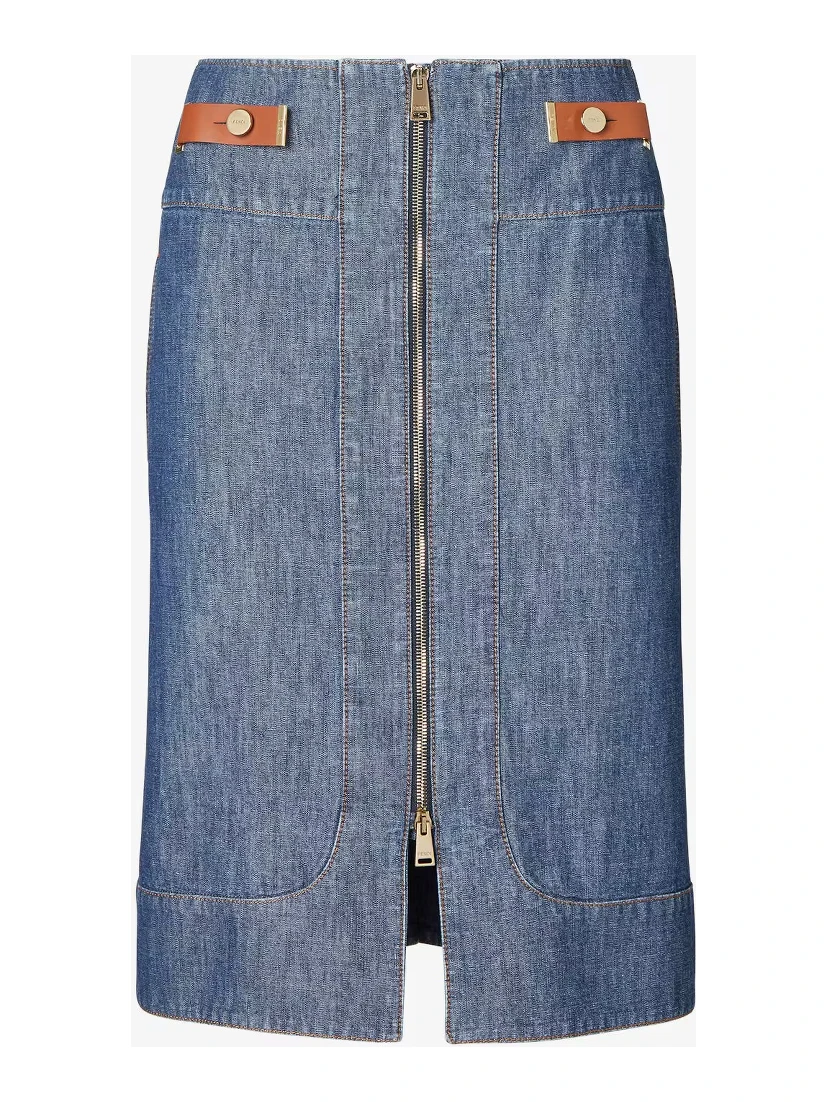 Zippered skirt in chambray