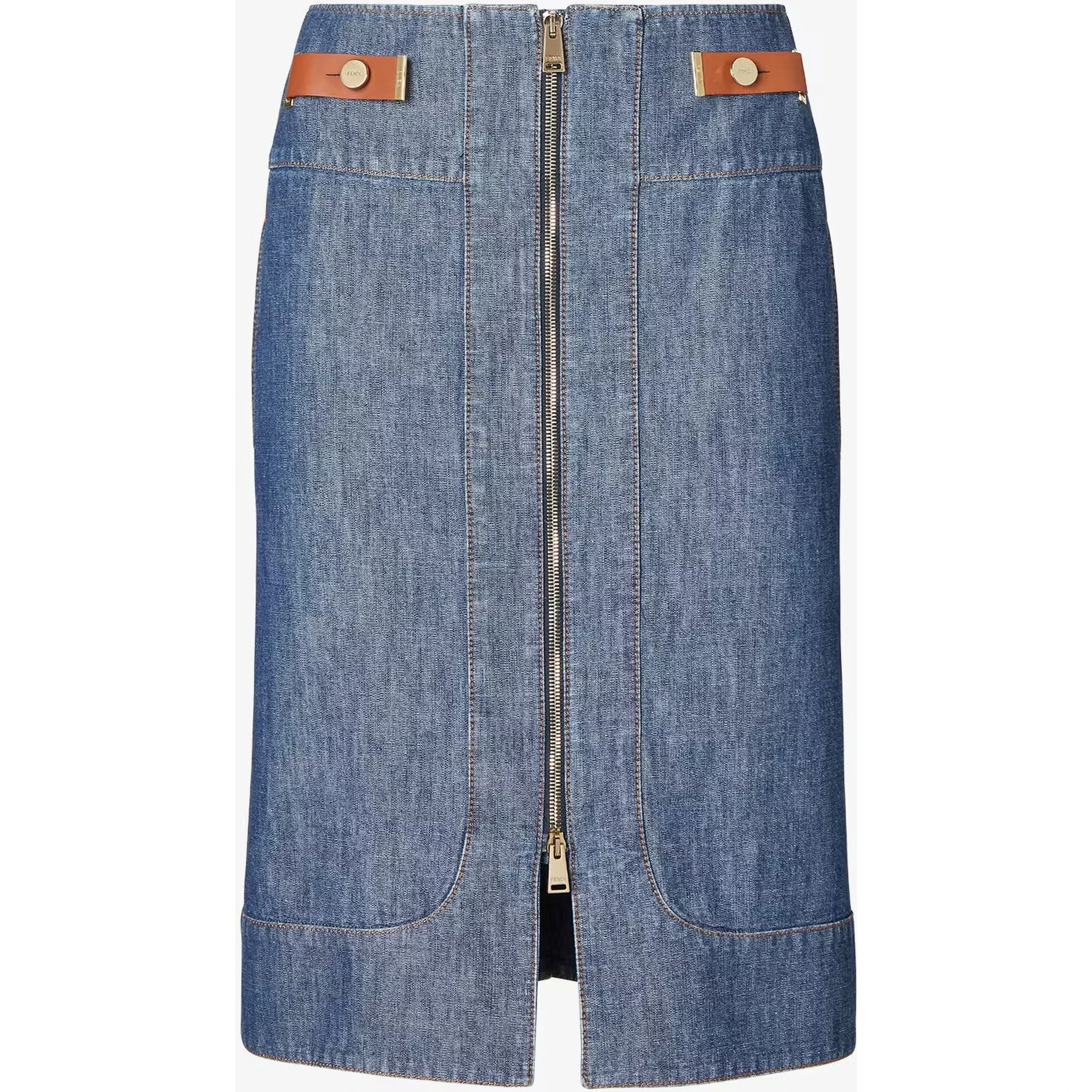 Zippered skirt in chambray