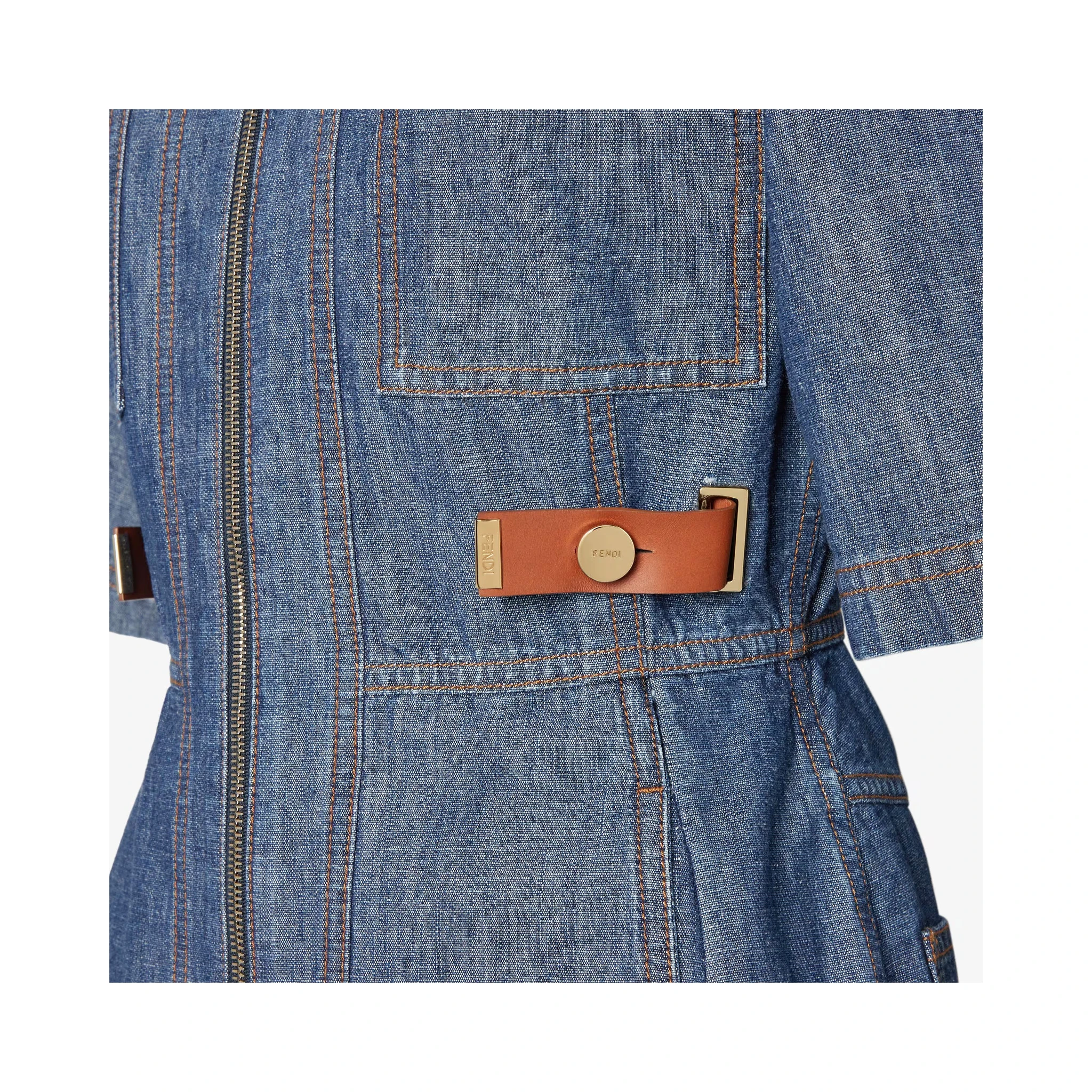 Zippered dress in chambray denim