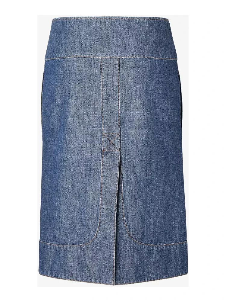 Zippered skirt in chambray alternative