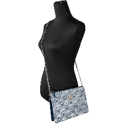 MCM Aren Flat Pouch Denim Crossbody Bag