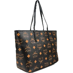 MCM Aren Black Leather Shoulder Tote Bag