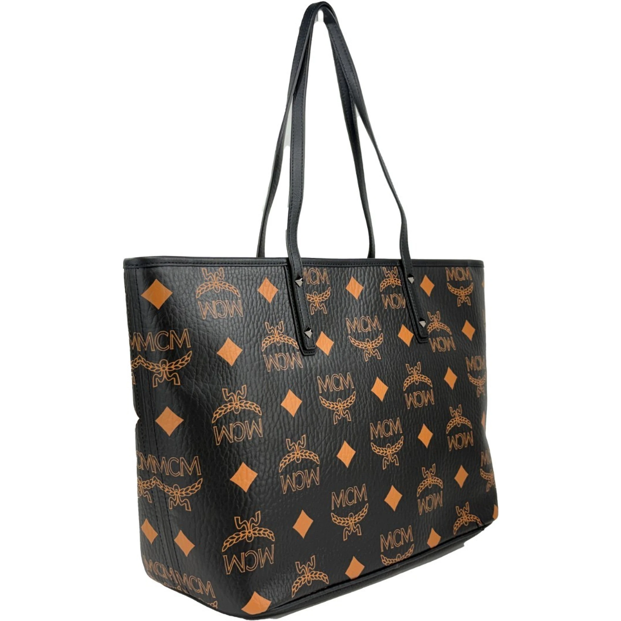 MCM Aren Black Leather Shoulder Tote Bag