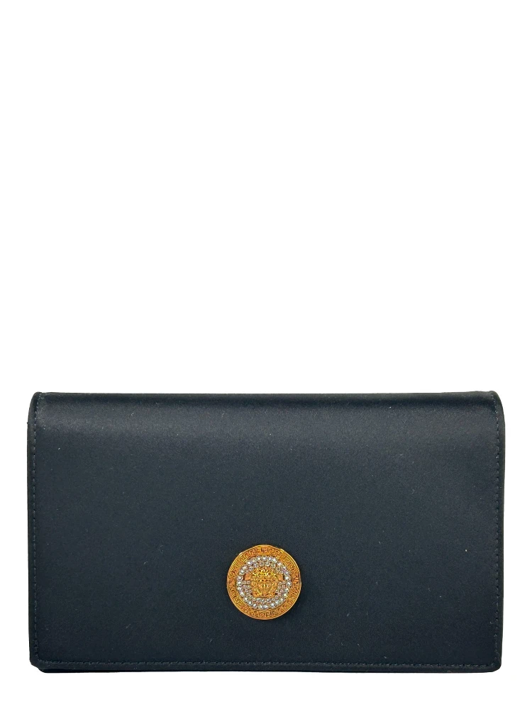 Versace Mini Chain Black Crossbody Wallet Bag