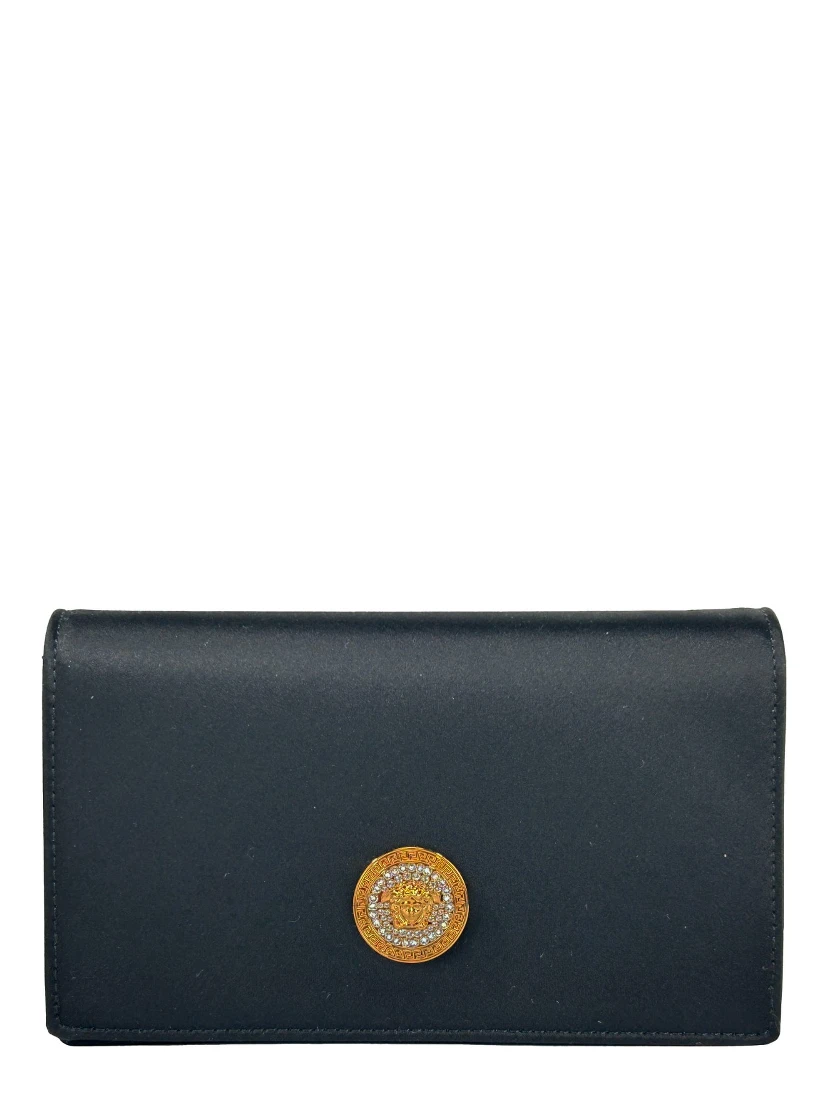 Versace Mini Chain Black Crossbody Wallet Bag