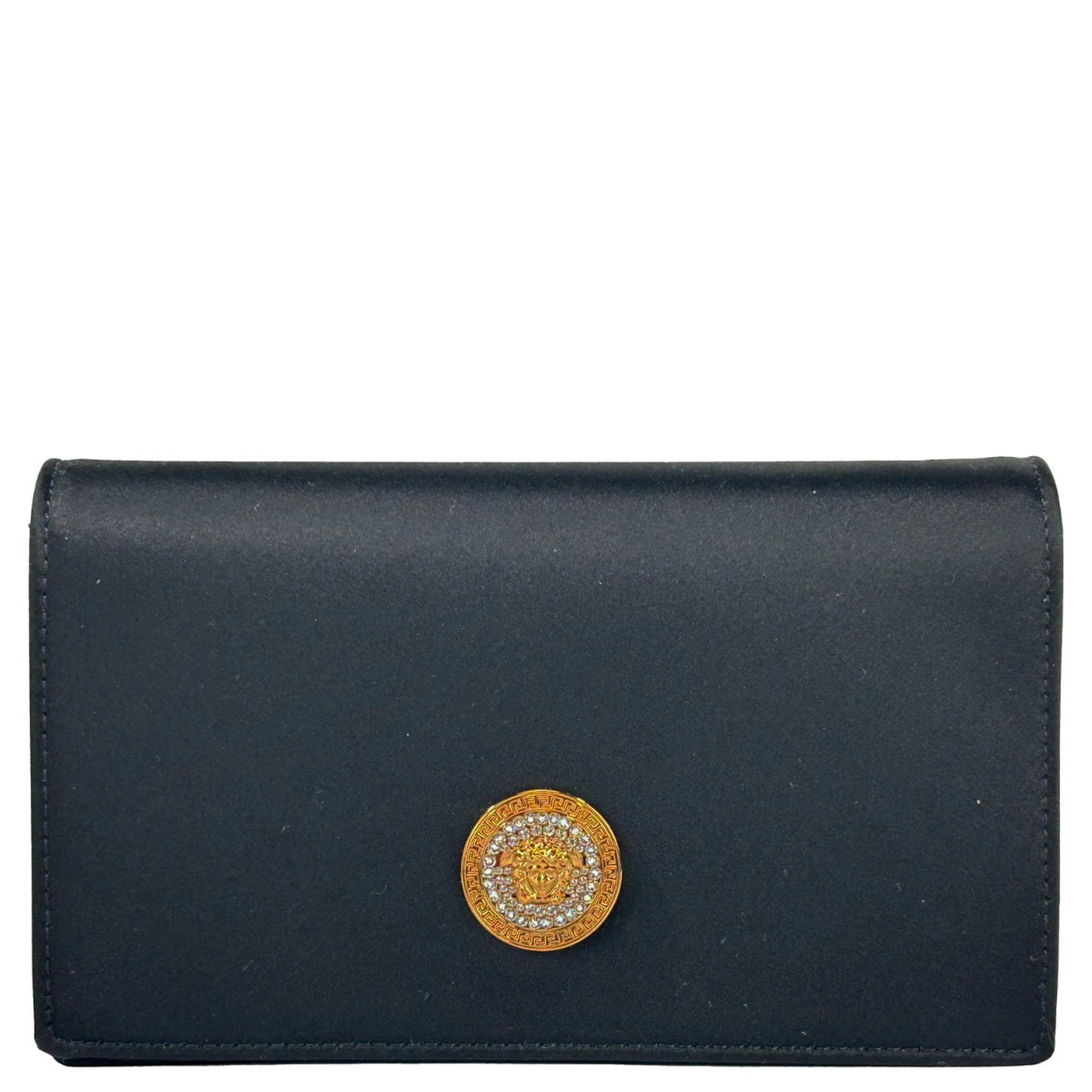 Versace Mini Chain Black Crossbody Wallet Bag