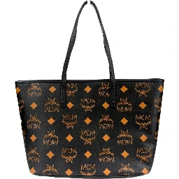 MCM Aren Black Leather Shoulder Tote Bag