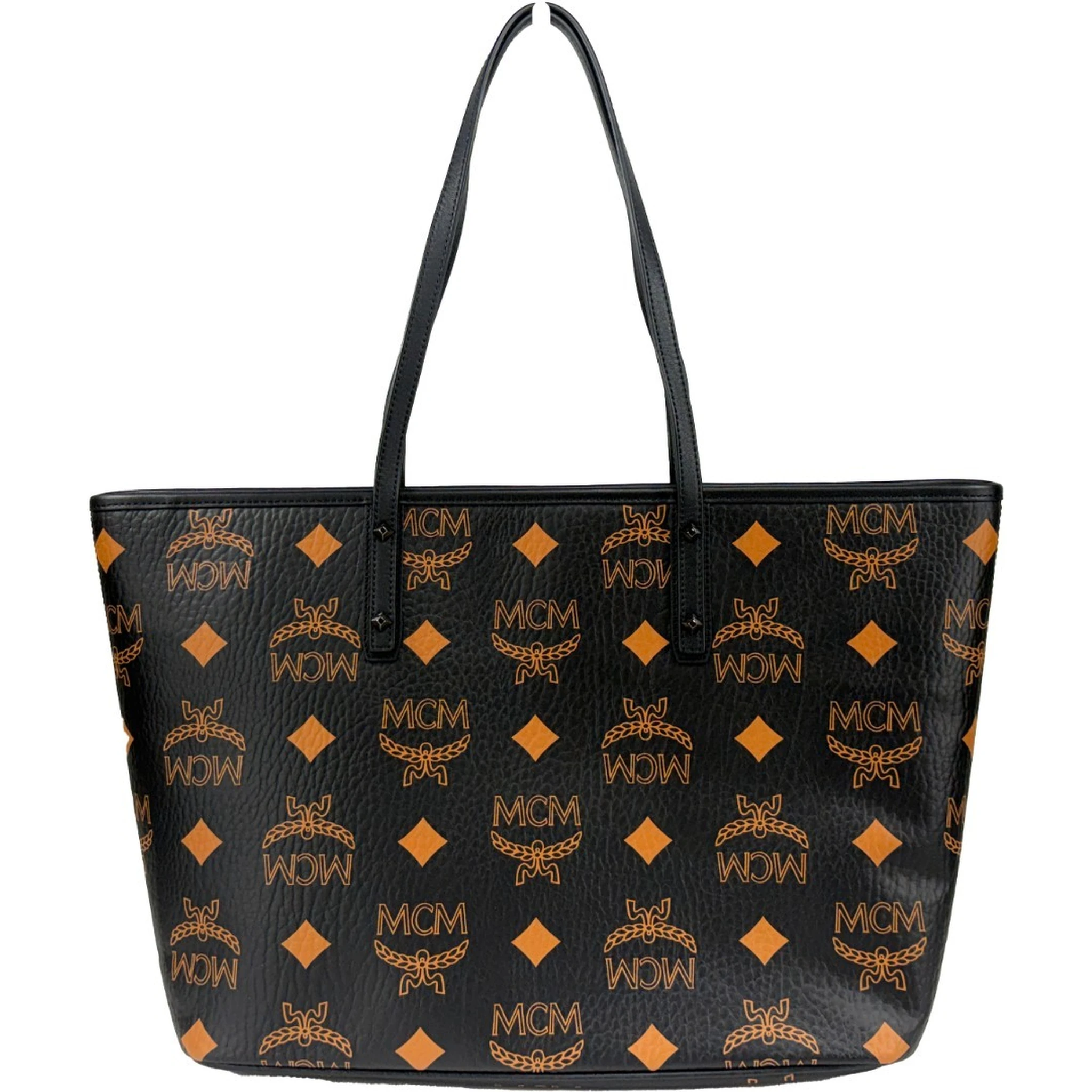 MCM Aren Black Leather Shoulder Tote Bag