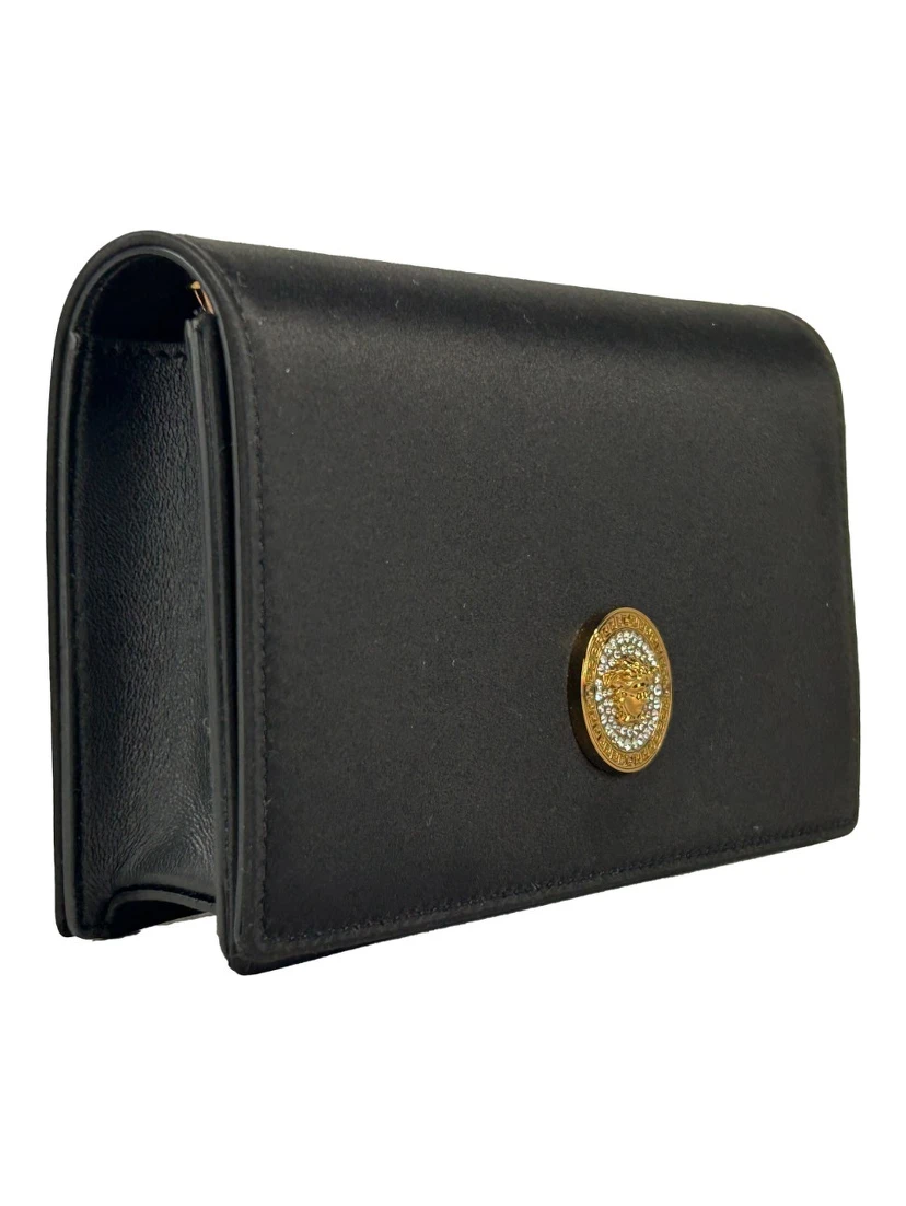 Versace Mini Chain Black Crossbody Wallet Bag