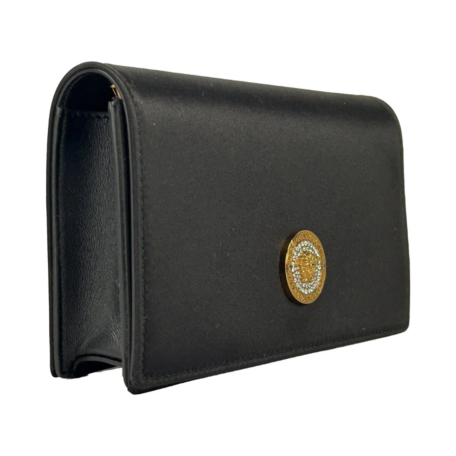 Versace Mini Chain Black Crossbody Wallet Bag