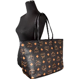 MCM Aren Black Leather Shoulder Tote Bag