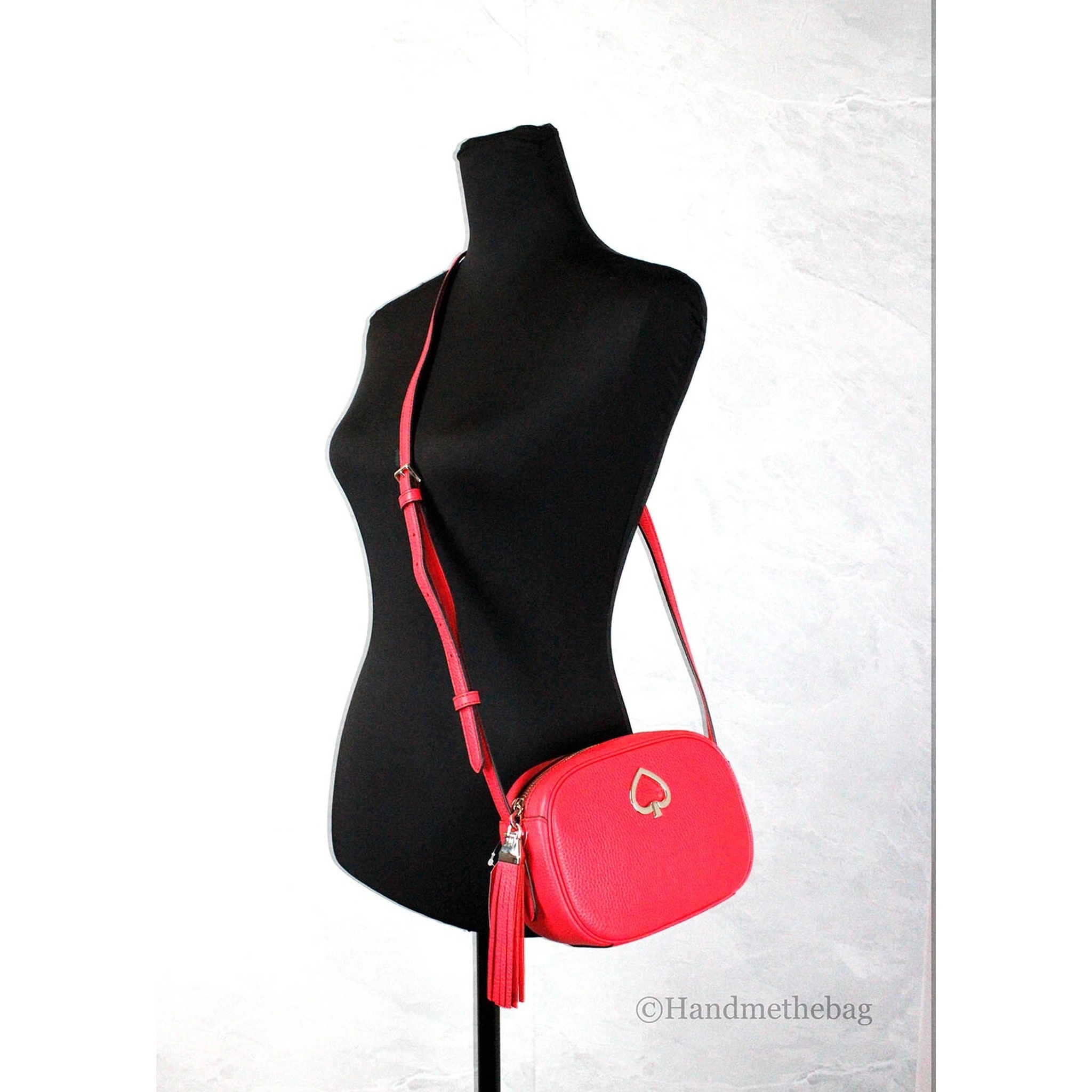 Kate Spade New York Women'S Kourtney Pebbled Leather Zip Around Camera Crossbody Bag (Stoplight)