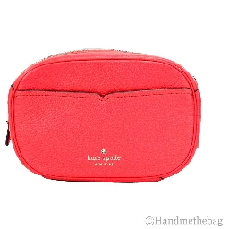 Kate Spade New York Women'S Kourtney Pebbled Leather Zip Around Camera Crossbody Bag (Stoplight)
