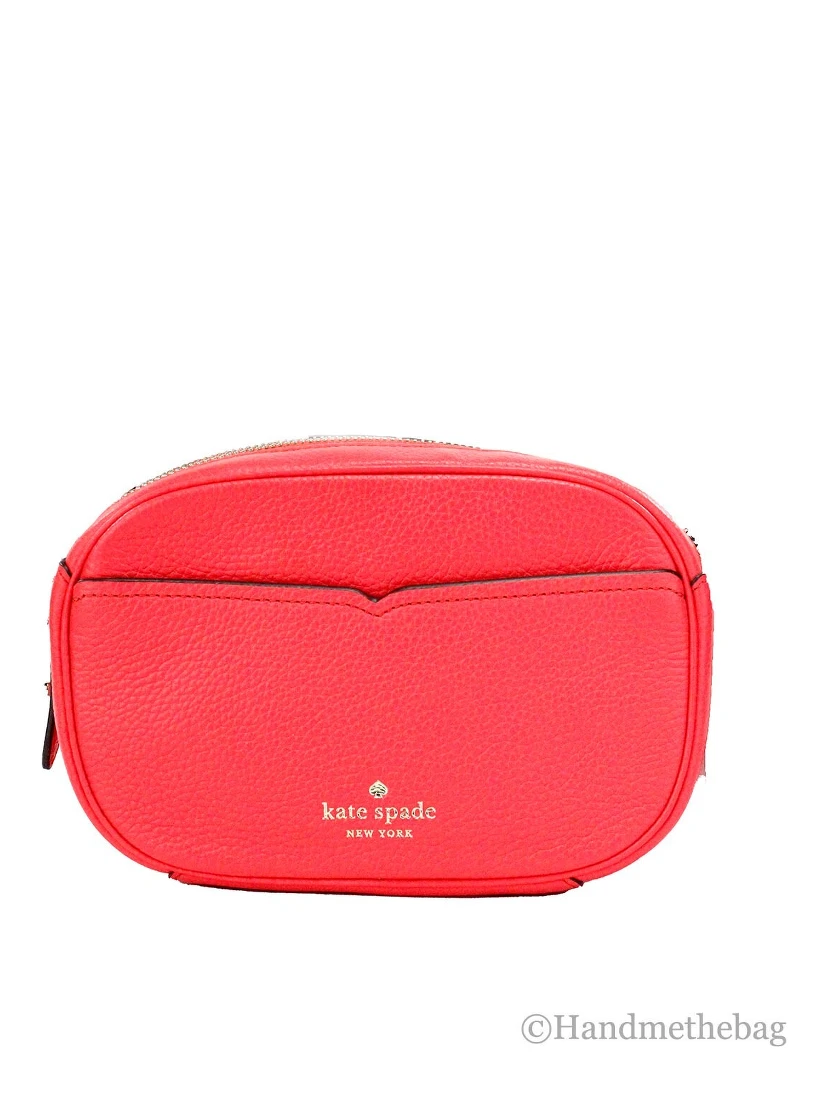 Kate Spade New York Women'S Kourtney Pebbled Leather Zip Around Camera Crossbody Bag (Stoplight)