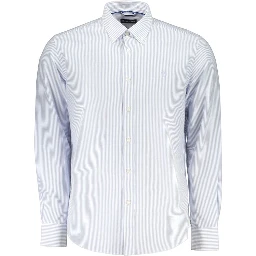 Azzurro Cotton Men Shirt with Long Sleeves and Button-Down Collar