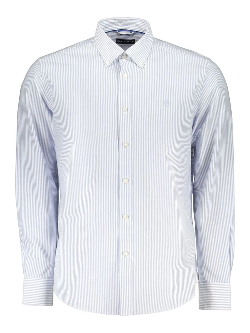 Azzurro Cotton Men Shirt with Long Sleeves and Button-Down Collar