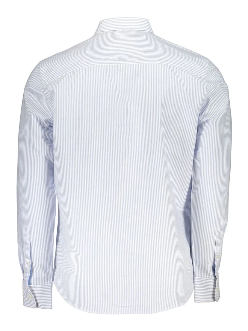 Azzurro Cotton Men Shirt with Long Sleeves and Button-Down Collar