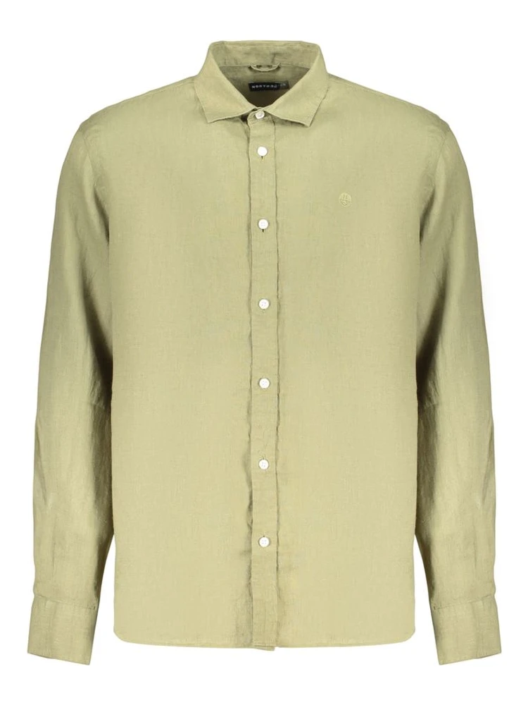 Green Linen Dress Shirt