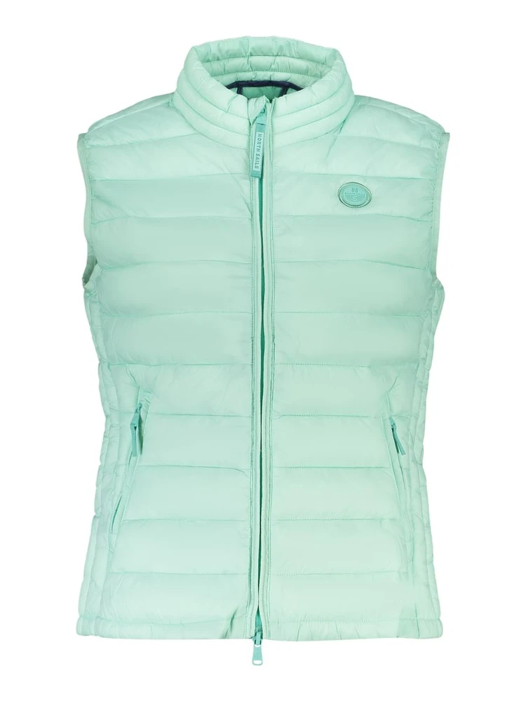 Green Polyester Sleveless Jacket