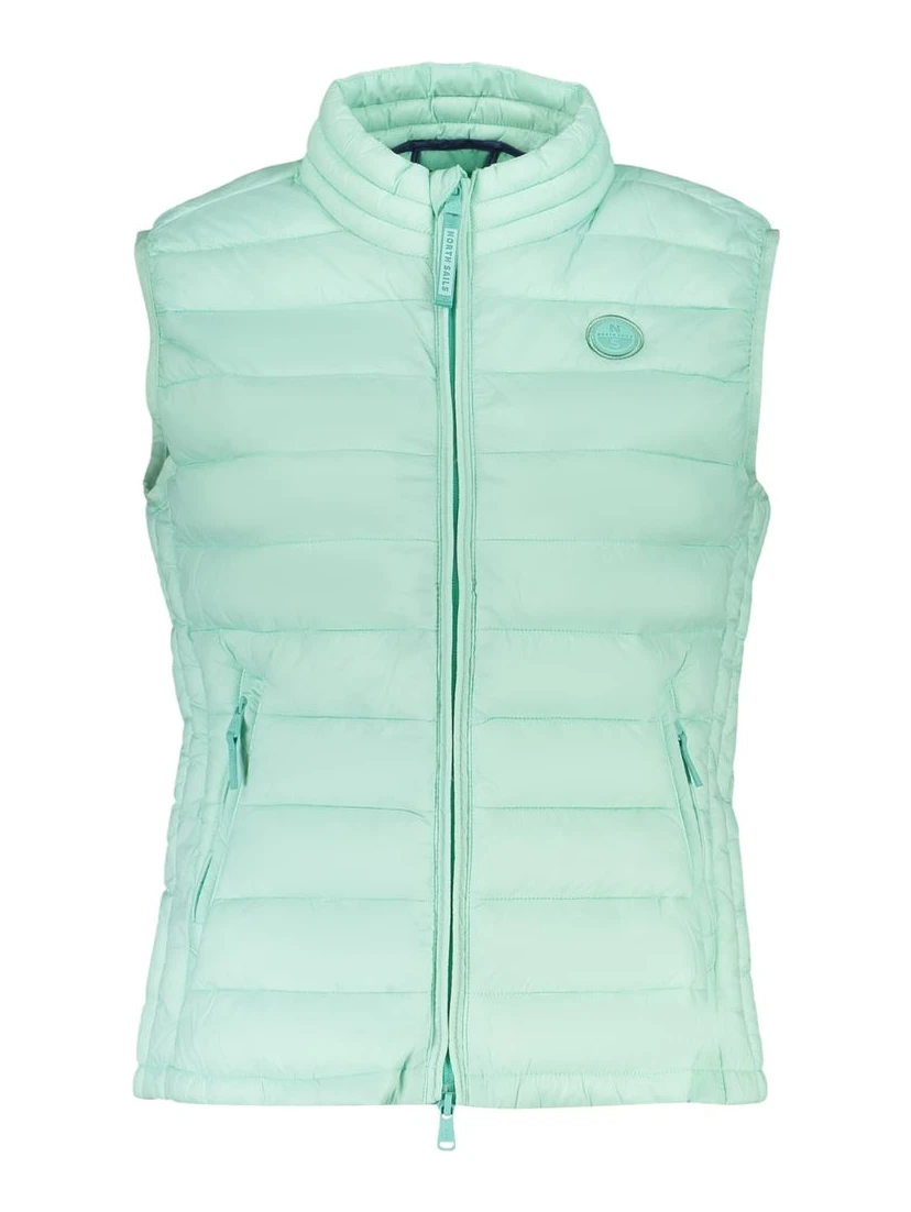Green Polyester Sleveless Jacket