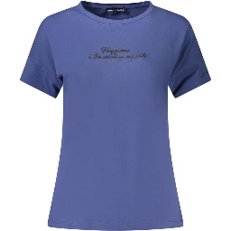 Blue Cotton Women T-Shirt