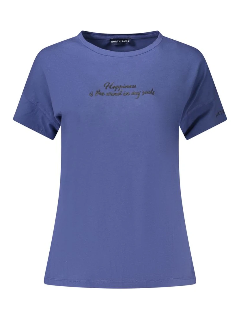 Blue Cotton Women T-Shirt