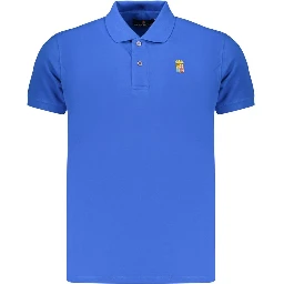 Blue Cotton Men Polo