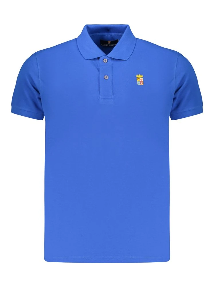 Blue Cotton Men Polo