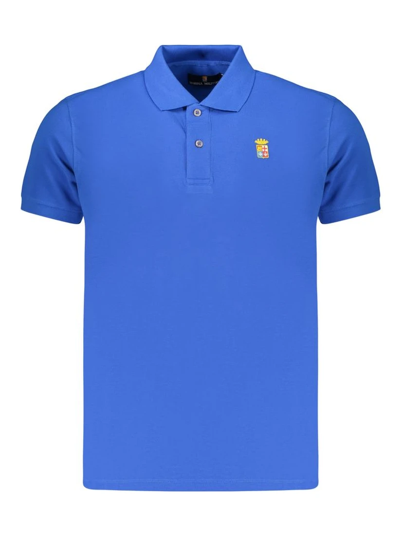 Blue Cotton Men Polo
