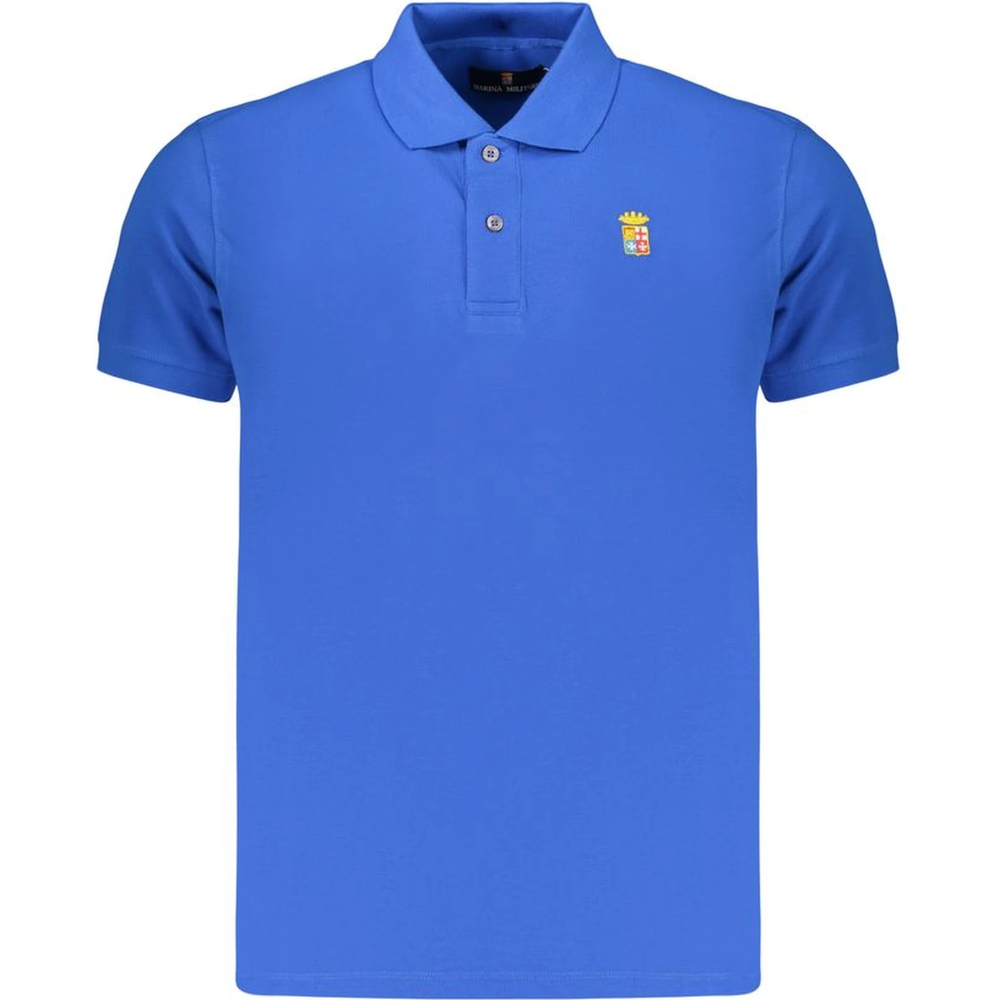 Blue Cotton Men Polo