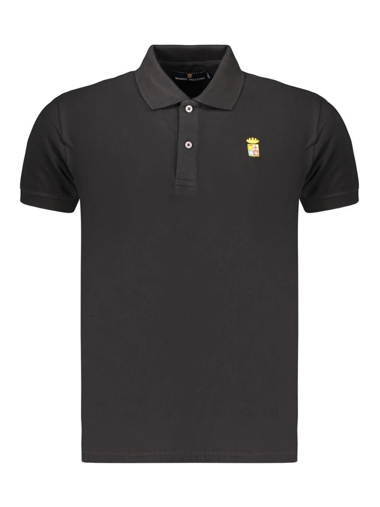 Black Cotton Mens Polo