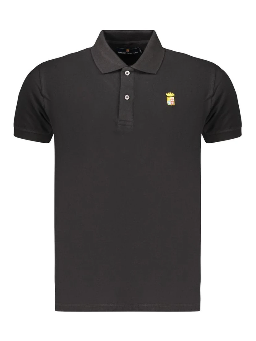 Black Cotton Mens Polo