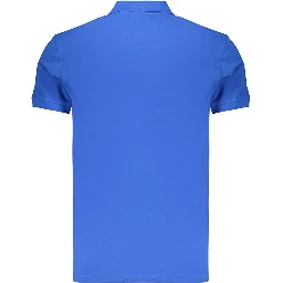 Blue Cotton Men Polo