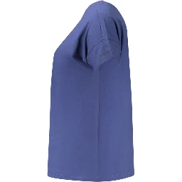 Blue Cotton Women T-Shirt