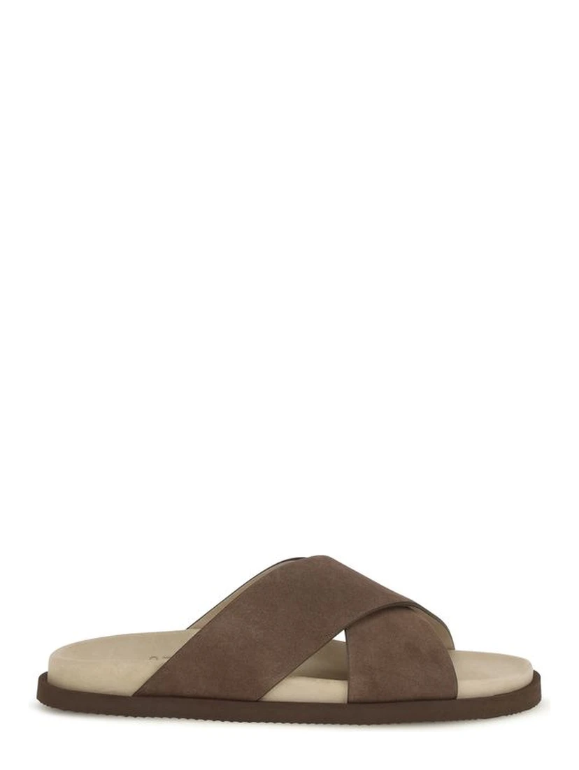 Brown Calf Leather Bos Taurus Flat Sandals