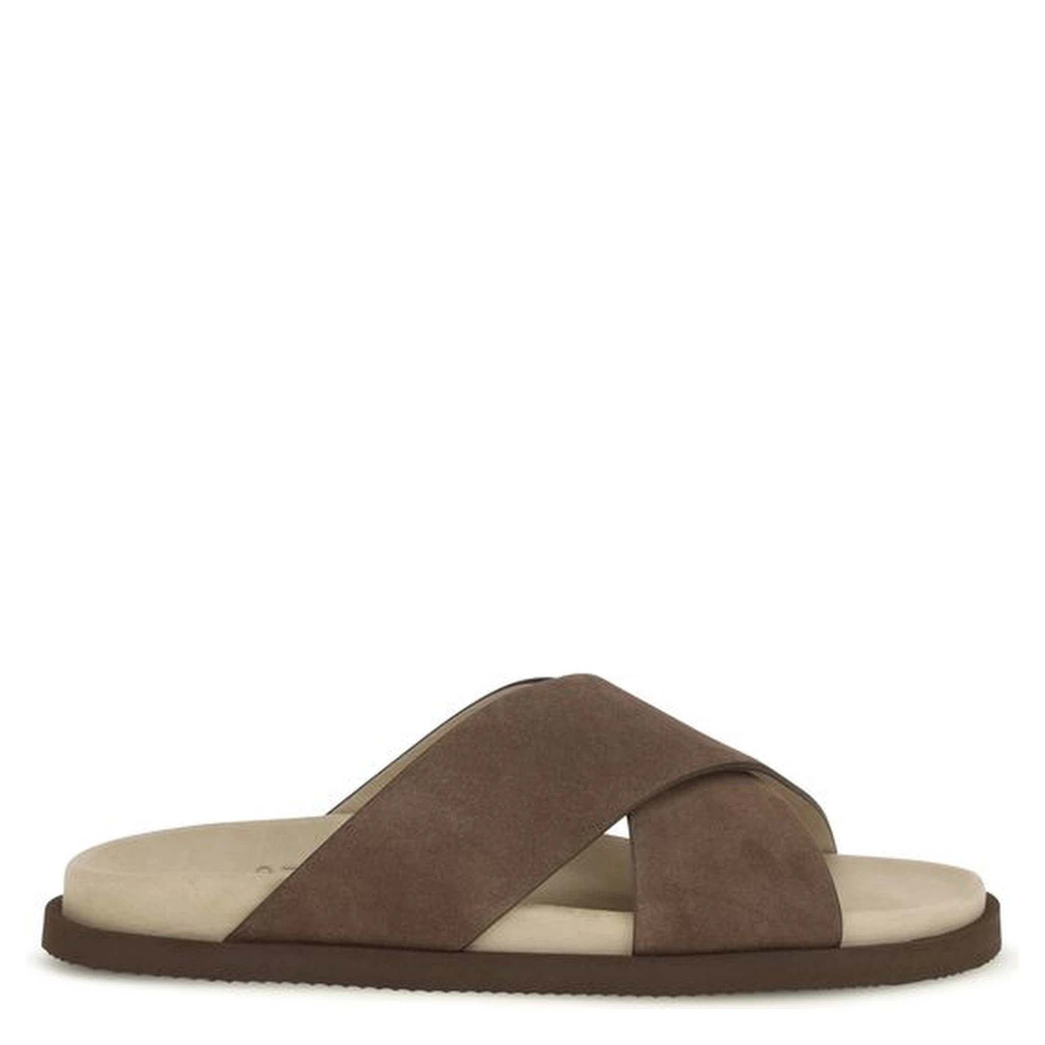 Brown Calf Leather Bos Taurus Flat Sandals