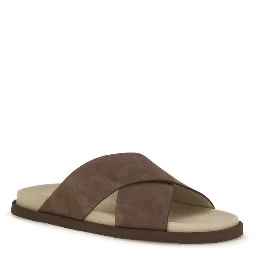 Brown Calf Leather Bos Taurus Flat Sandals
