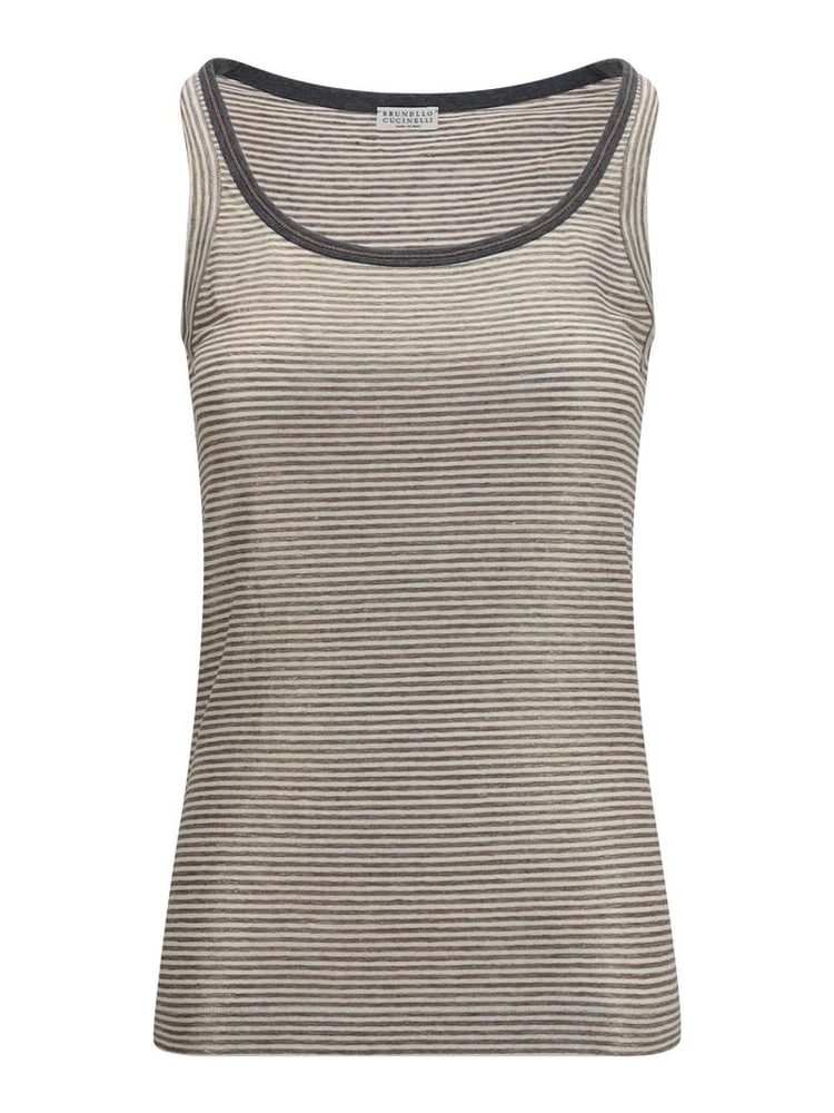 Beige Linen Tank Tops