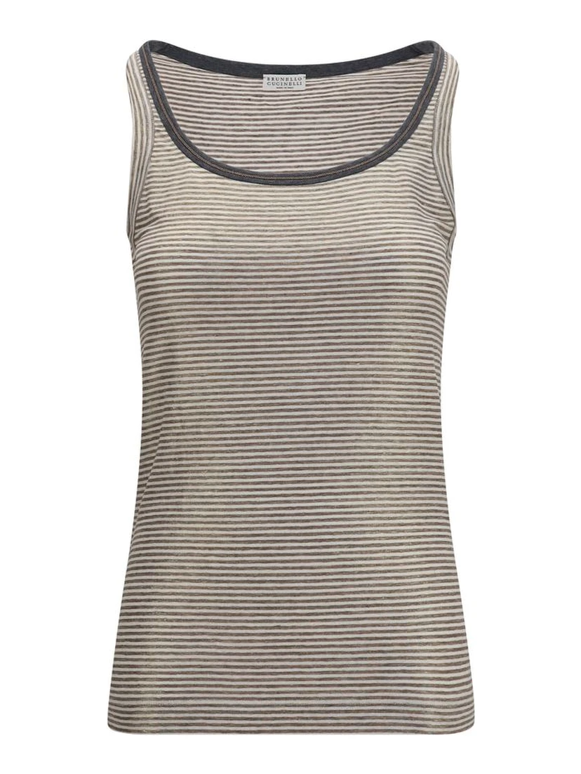Beige Linen Tank Tops