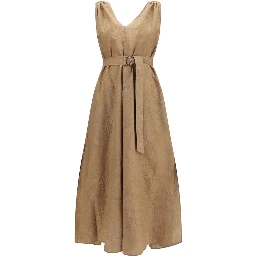 Beige Cotton Casual Dress