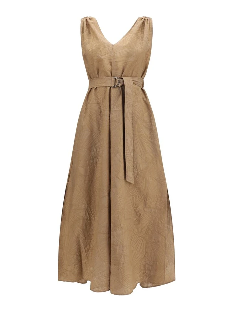 Beige Cotton Casual Dress